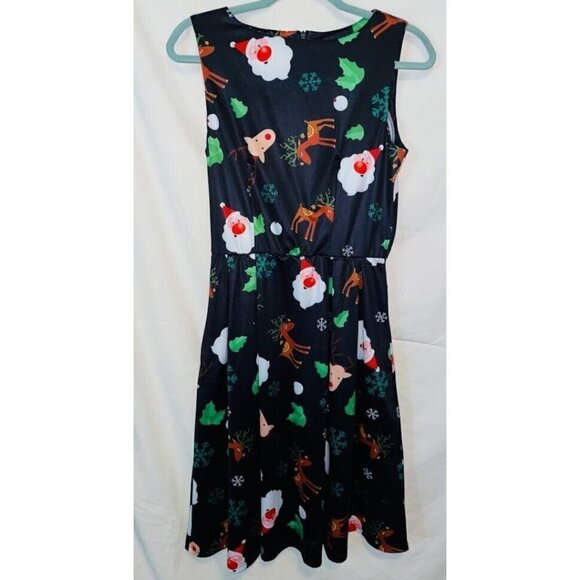 Unbranded Women's Christmas Holiday Dress Santa Reindeer Fun Size Small Pockets - Picture 1 of 5